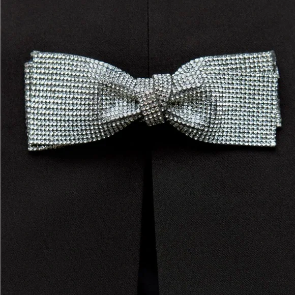 zara | black | rhinestone bow mini skirt - Picture 4 of 11